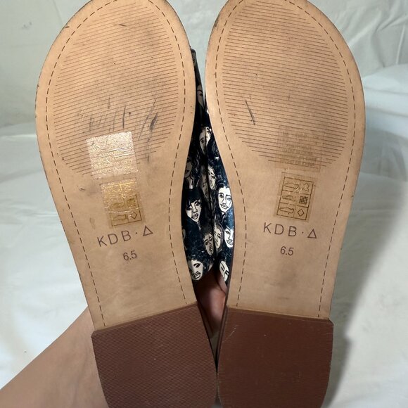 KELSI DAGGER BROOKLYN Ruthie printed leather flat slide sandal faces 6.5 - Picture 8 of 16